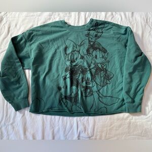 Women’s Disney Teal Mickey and Friends Cropped Sweatshirt